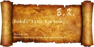 Bakálity Karina névjegykártya